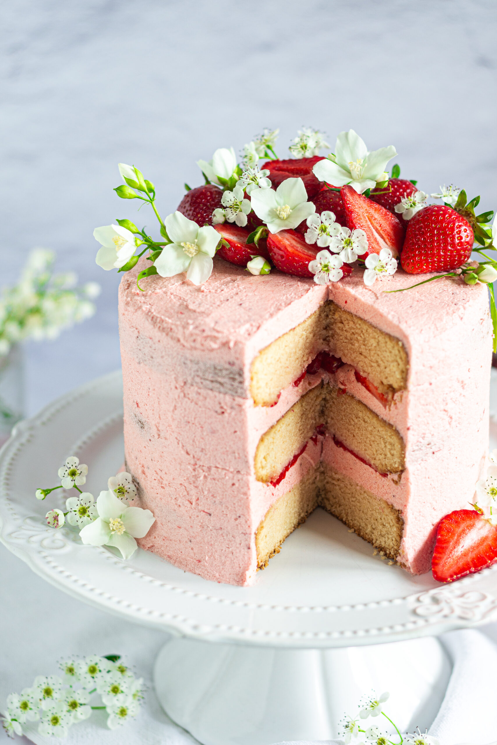 Pink Strawberry Cake